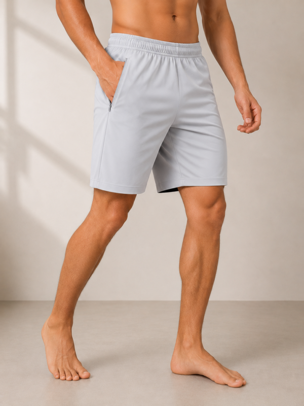 InnerRise CalmMotion Men’s Yoga Shorts – Silver Grey Edition