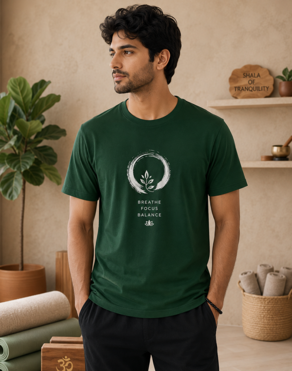 Innerrise Reach Your Balance Yoga T-Shirt – Forest Green Edition