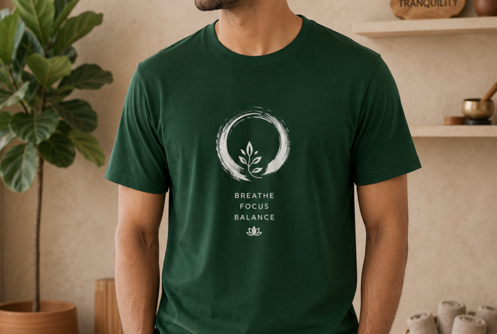 Innerrise Reach Your Balance Yoga T-Shirt – Forest Green Edition